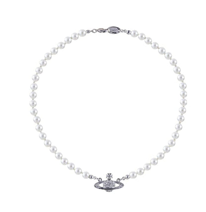Y2K Jewelry Chain Vintage Crystal Zircon Planet Saturn Necklace